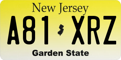 NJ license plate A81XRZ