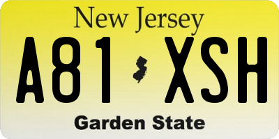 NJ license plate A81XSH