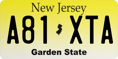 NJ license plate A81XTA