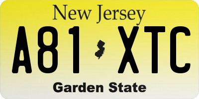 NJ license plate A81XTC