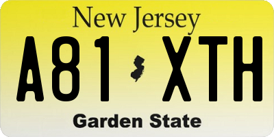 NJ license plate A81XTH