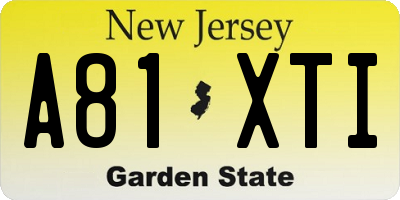 NJ license plate A81XTI