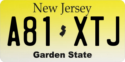 NJ license plate A81XTJ