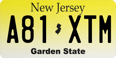 NJ license plate A81XTM