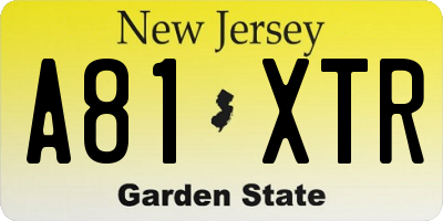 NJ license plate A81XTR