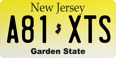 NJ license plate A81XTS
