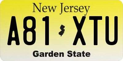 NJ license plate A81XTU