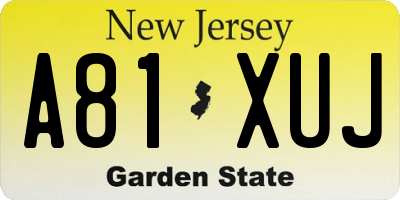 NJ license plate A81XUJ
