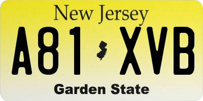NJ license plate A81XVB