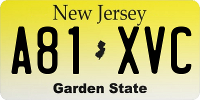 NJ license plate A81XVC