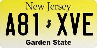 NJ license plate A81XVE