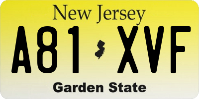 NJ license plate A81XVF