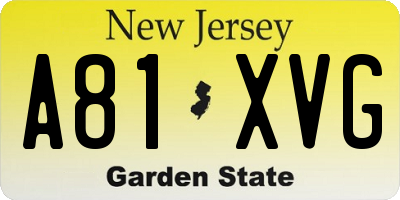 NJ license plate A81XVG