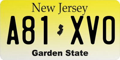 NJ license plate A81XVO