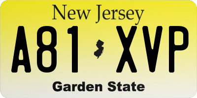 NJ license plate A81XVP