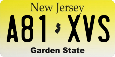 NJ license plate A81XVS