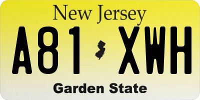 NJ license plate A81XWH