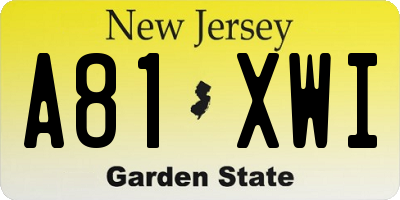 NJ license plate A81XWI