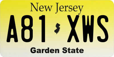 NJ license plate A81XWS