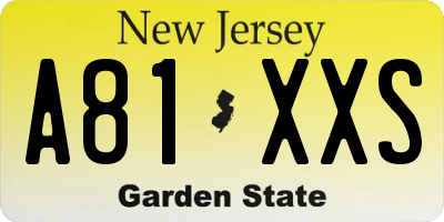 NJ license plate A81XXS