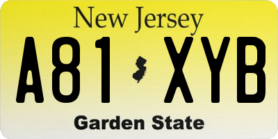 NJ license plate A81XYB