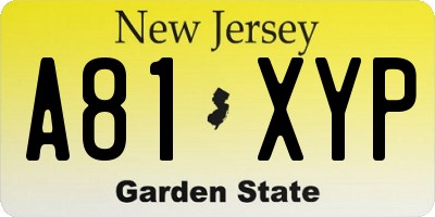 NJ license plate A81XYP