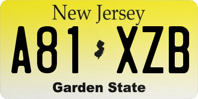 NJ license plate A81XZB