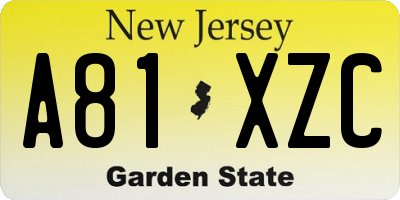 NJ license plate A81XZC