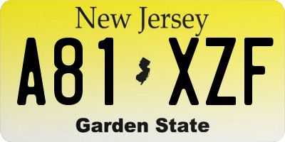NJ license plate A81XZF