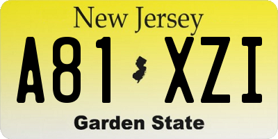 NJ license plate A81XZI