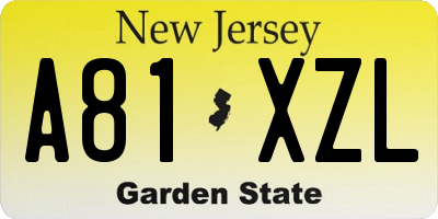 NJ license plate A81XZL