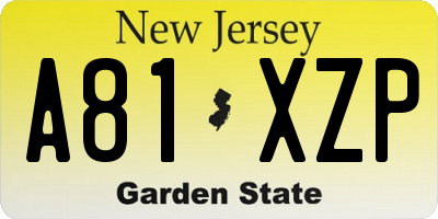 NJ license plate A81XZP