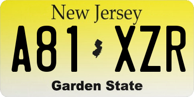 NJ license plate A81XZR