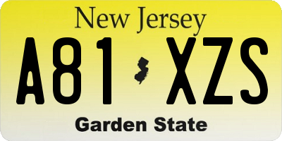 NJ license plate A81XZS