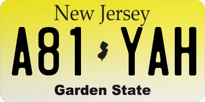 NJ license plate A81YAH