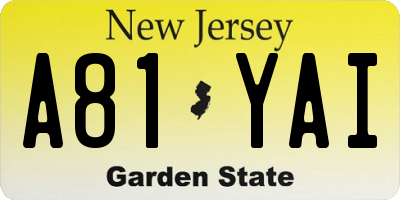 NJ license plate A81YAI