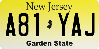NJ license plate A81YAJ