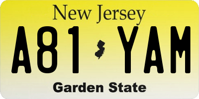 NJ license plate A81YAM