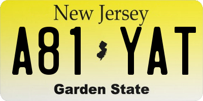 NJ license plate A81YAT