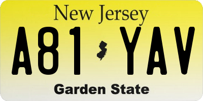 NJ license plate A81YAV