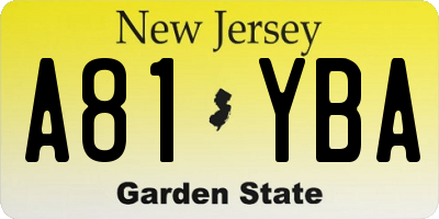 NJ license plate A81YBA