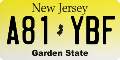 NJ license plate A81YBF