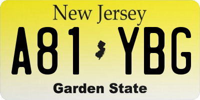 NJ license plate A81YBG