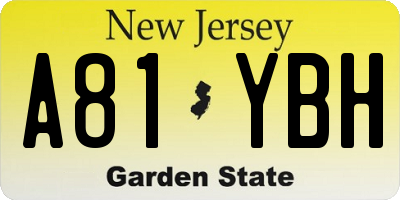 NJ license plate A81YBH