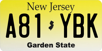 NJ license plate A81YBK