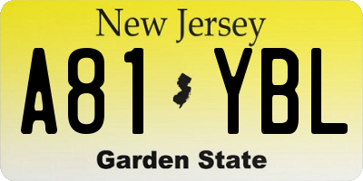 NJ license plate A81YBL