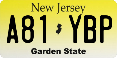 NJ license plate A81YBP