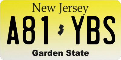 NJ license plate A81YBS