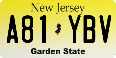 NJ license plate A81YBV
