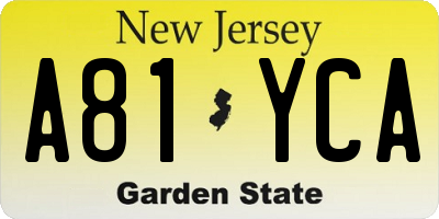 NJ license plate A81YCA